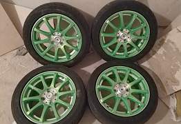 Колеса Sakura Wheels 355A Зеленые в сборе - Фото #1