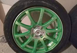 Колеса Sakura Wheels 355A Зеленые в сборе - Фото #2